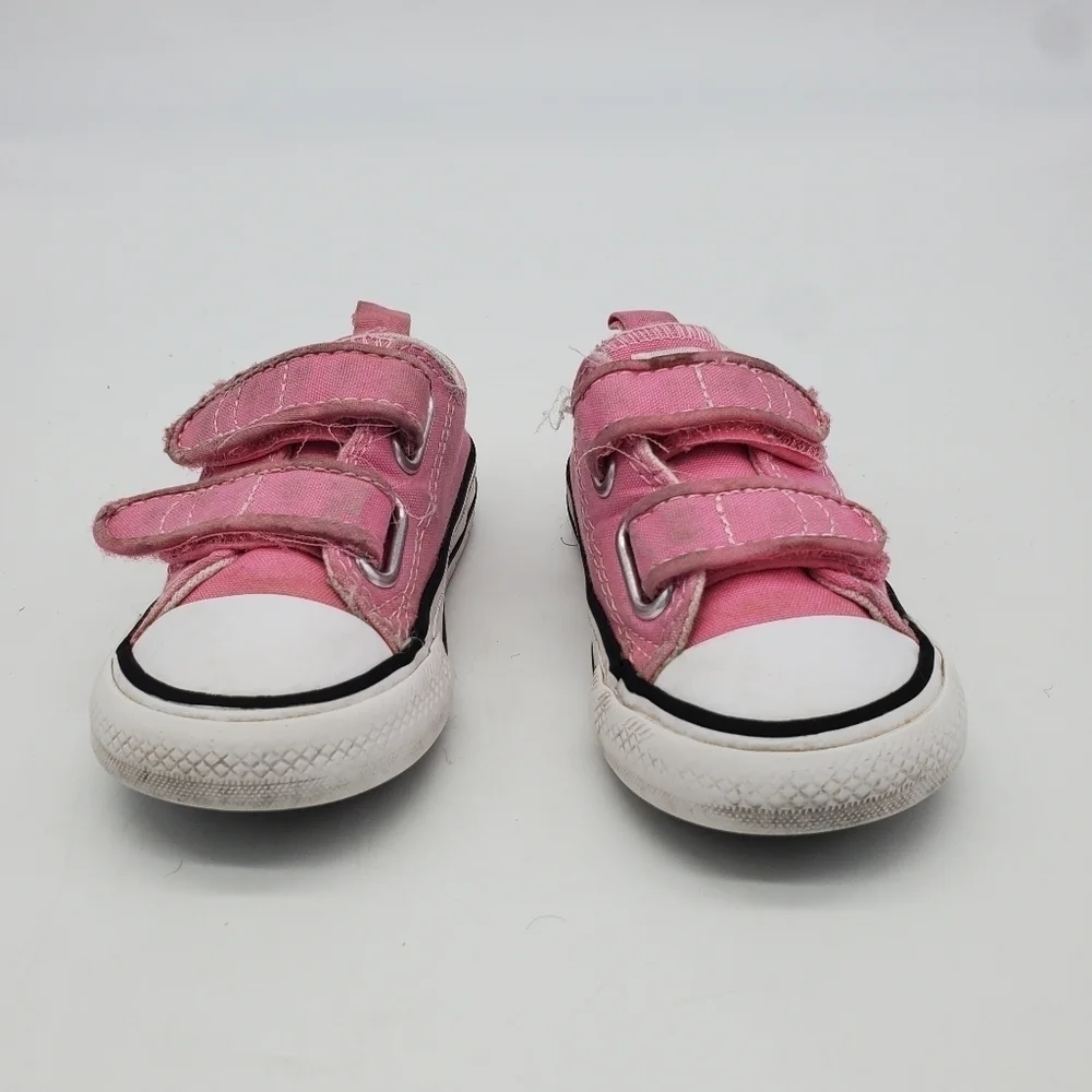 CONVERSE SHOES LITTLE KIDS 5C CHUCK TAYLOR ALL STAR HOOK AND LOOP OX PINK